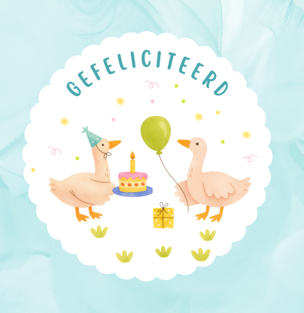 Dubbele wenskaart - Kinderkaart gefeliciteerd eenden