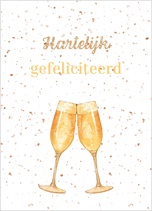 Wenskaart gefeliciteerd champagneglazen