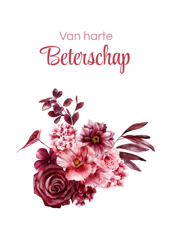 Beterschapskaart met roze bloemen