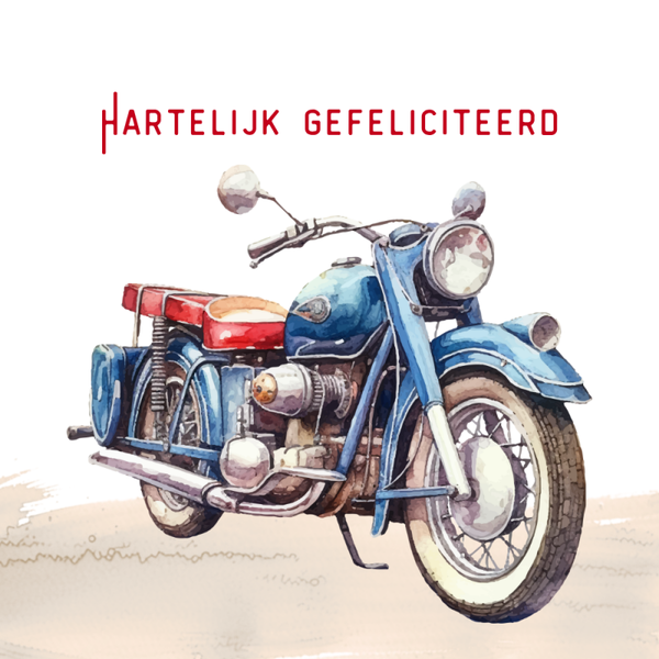 Dubbele wenskaart - Kaart gefeliciteerd motor