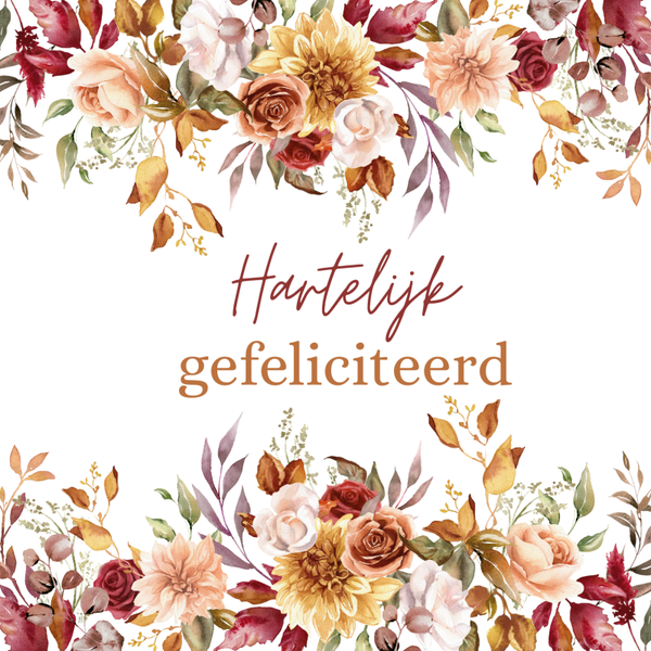 Dubbele wenskaart - Herfstbloemen