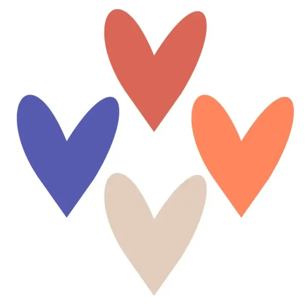 10 Cadeaustickers- Hartjes oranje, rood, wit en blauw