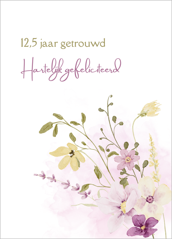 Wenskaart jubileum- 12,5 jaar getrouwd