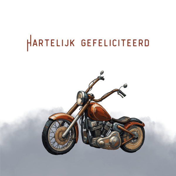 Dubbele wenskaart - Kaart gefeliciteerd chopper