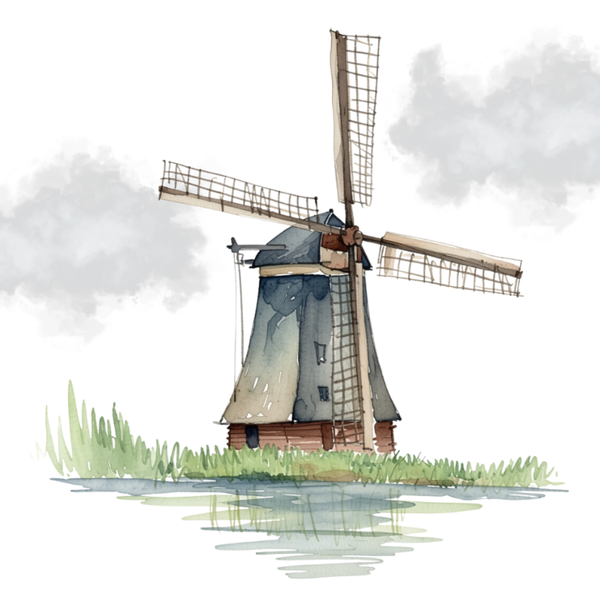Dubbele wenskaart - Blanco kaart molen