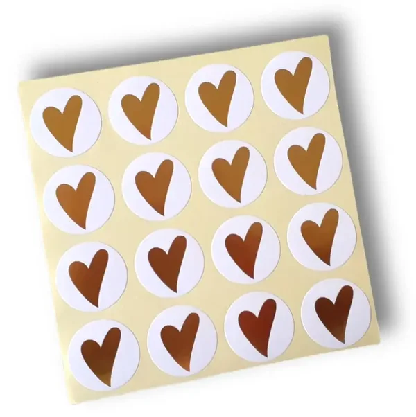 16 cadeaustickers - Gouden Hartje - Stickervel