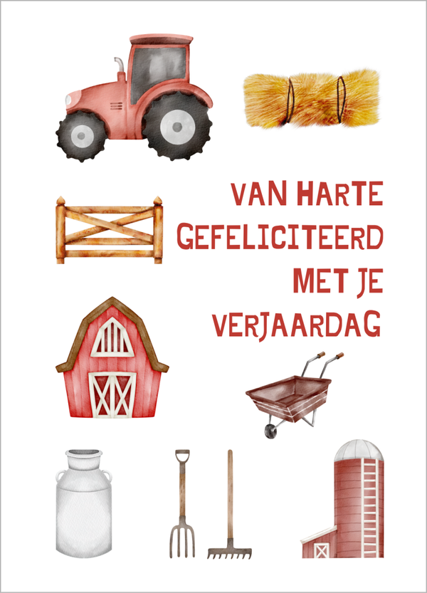 Wenskaart verjaardag - Boerderijthema