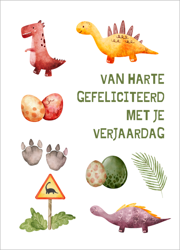 Wenskaart verjaardag - Dinothema