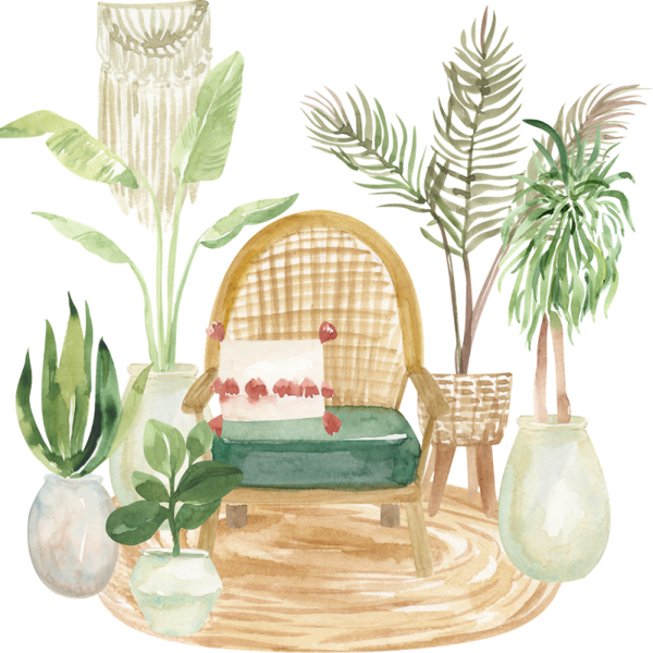 Dubbele wenskaart - Blanco kaart boho stoel