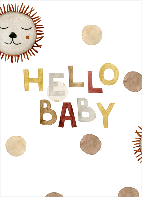 Wenskaart babyshower- Hello baby