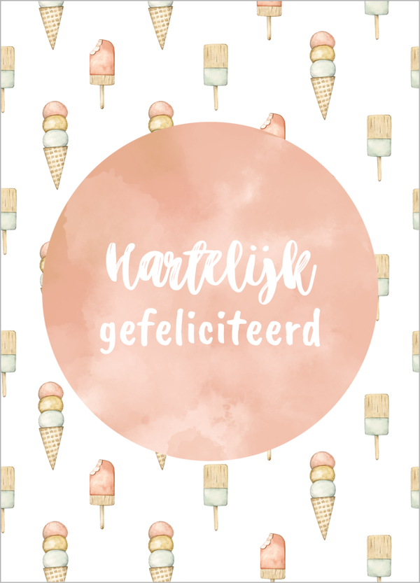 Wenskaart verjaardag - Ijsjes