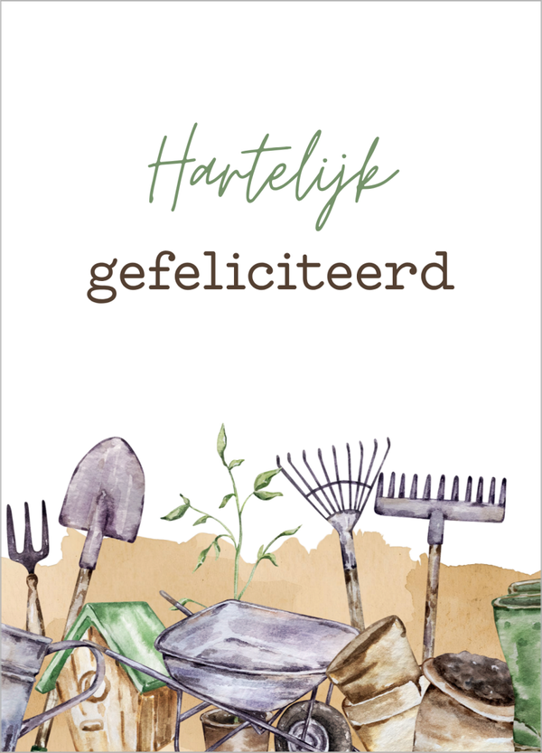 Wenskaart verjaardag - Tuingereedschap