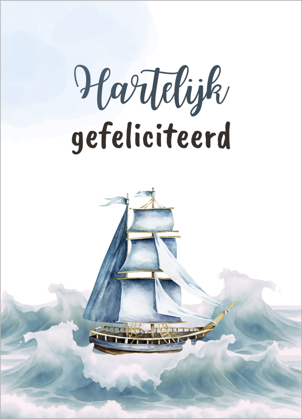 Wenskaart verjaardag - Schip
