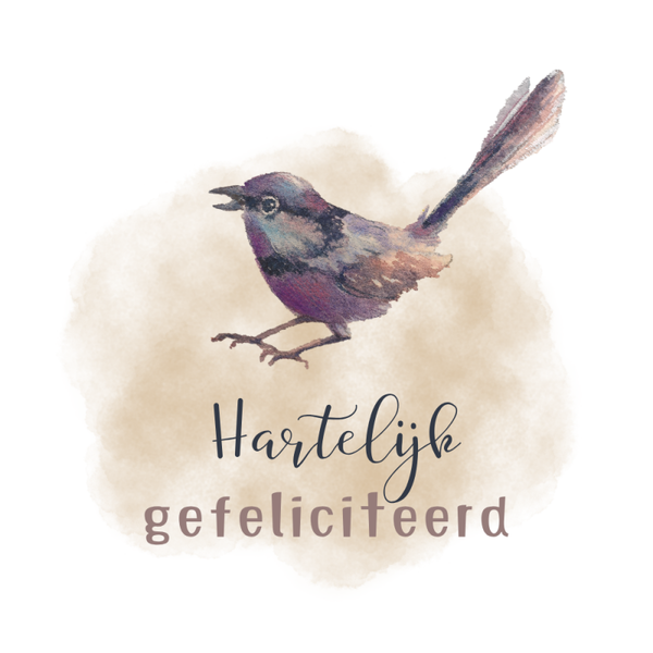 Dubbele wenskaart - Kaart gefeliciteerd zwarte vogel
