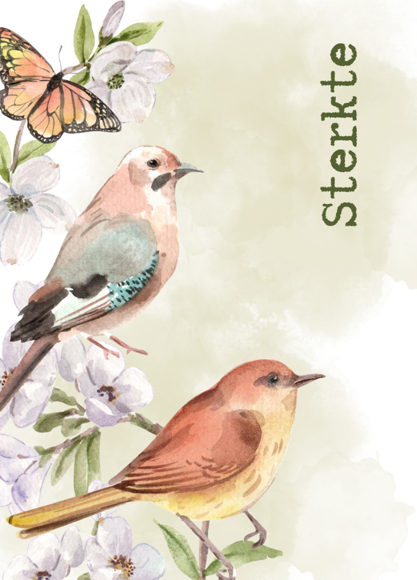 Wenskaart sterkte- Vogels op tak