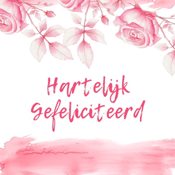 Dubbele wenskaart - Kaart gefeliciteerd roze rozen