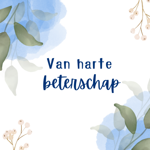 Dubbele wenskaart - Wenskaart beterschap takjes aquarel