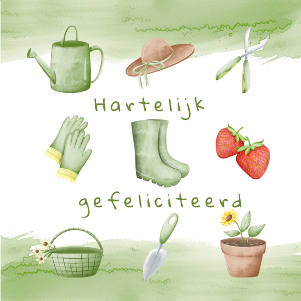 Dubbele wenskaart - Kaart gefeliciteerd tuin