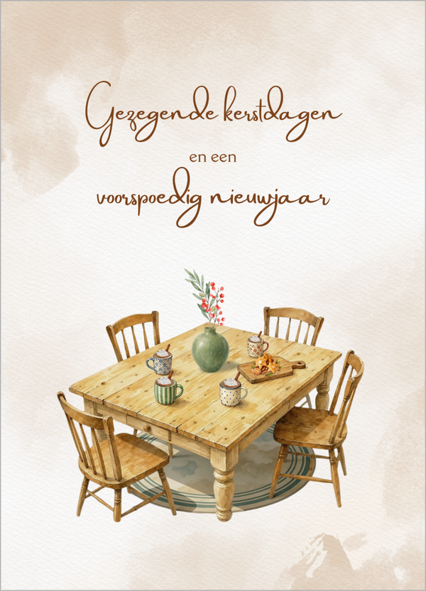 Wenskaart gezegende kerstdagen- kerststukje