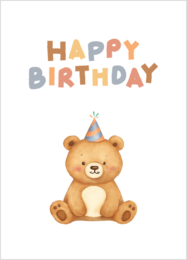 Wenskaart happy birthday teddybeer