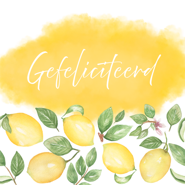 Dubbele wenskaart - Kaart gefeliciteerd citroenen
