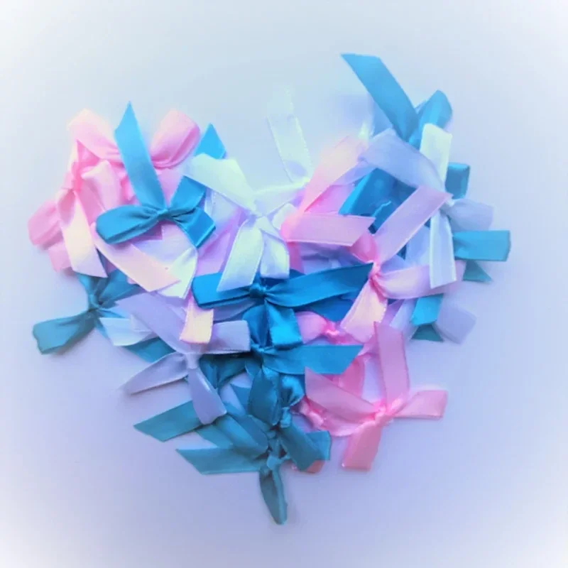 Roze, Witte en Blauwe Satijnen Strikjes | 30 stuks | Met Structuur