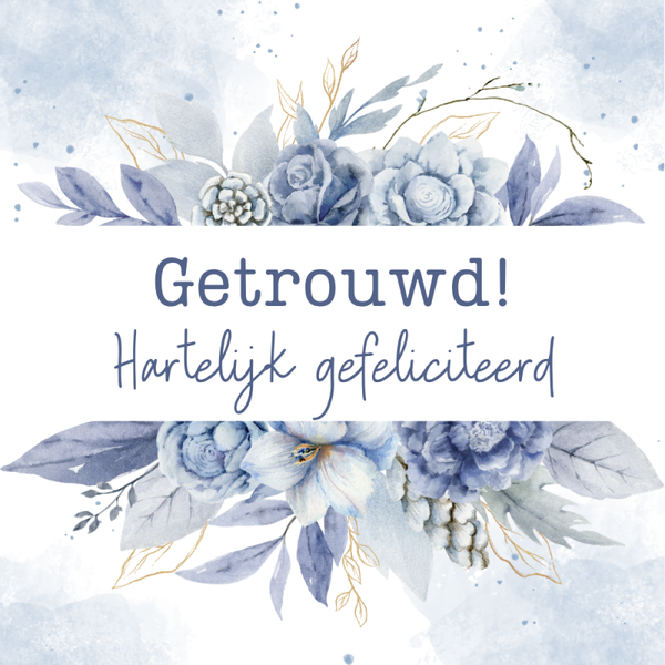Dubbele wenskaart - Kaart gefeliciteerd getrouwd bloemen