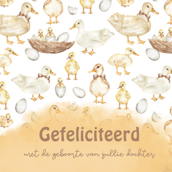 Dubbele wenskaart - Kaart geboorte dochter eenden