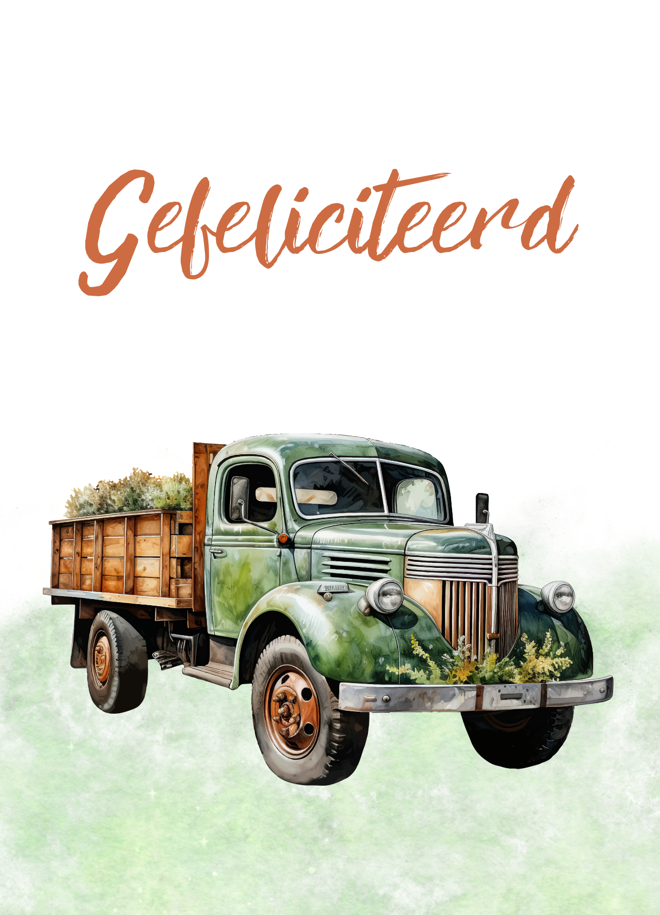 Wenskaart met oude truck