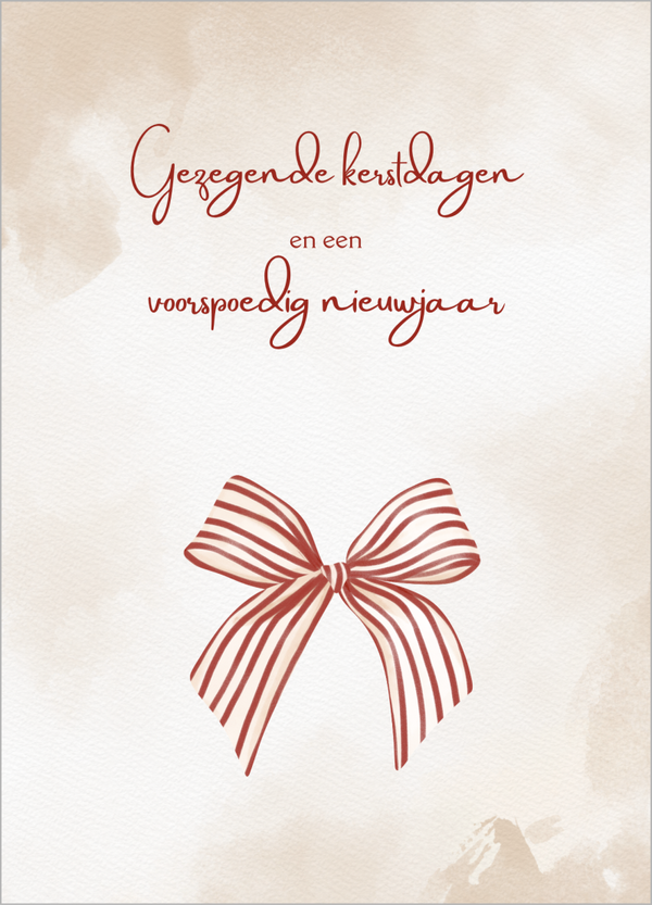 Wenskaart gezegende kerstdagen- strik