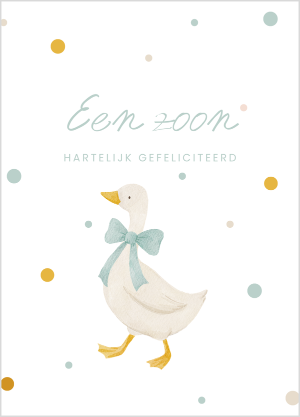 Wenskaart geboorte zoon gansje