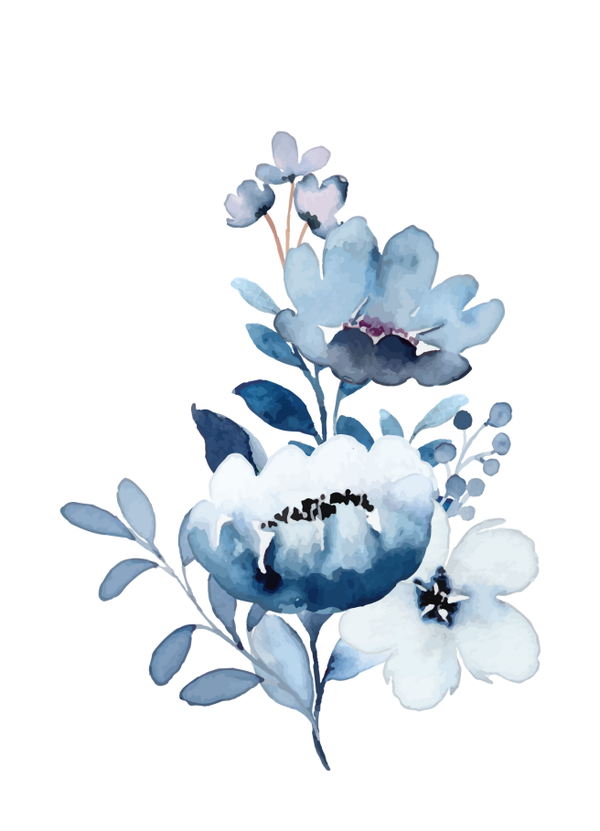 Blanco kaart met blauwe bloemen