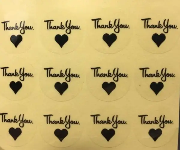 12 cadeaustickers - Thank you Transparant - Stickervel