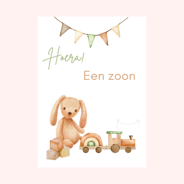 Wenskaart Geboorte Zoon met beer