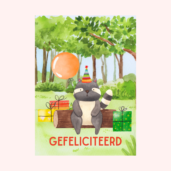 Wenskaart met Wasbeer