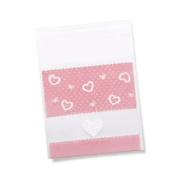 Traktatiezakjes | Roze Hartjes  | 7x7 cm | 30 Stuks