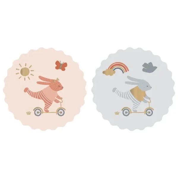 10 Cadeaustickers- Konijntjes op de step