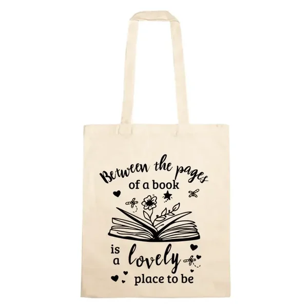 Katoenen tas- Between the pages of a book