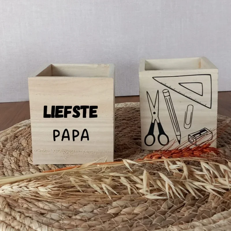 Houten pennenbakje voor papa of opa