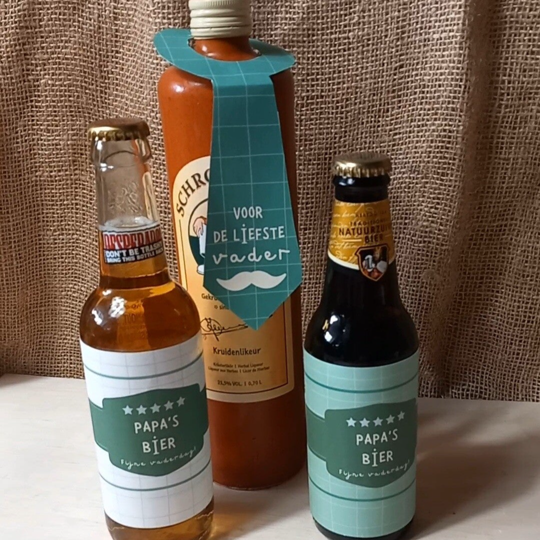 Printable- Bierwikkel en fleshanger - Cadeautje vaderdag