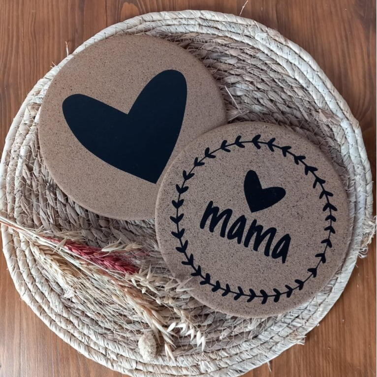 Kurken Pannenonderzetters voor Mama of Om