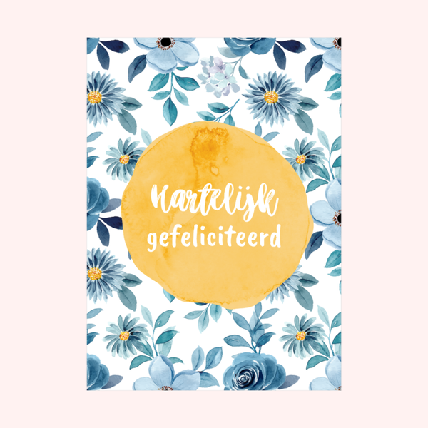Wenskaart ‘Hartelijk Gefeliciteerd’