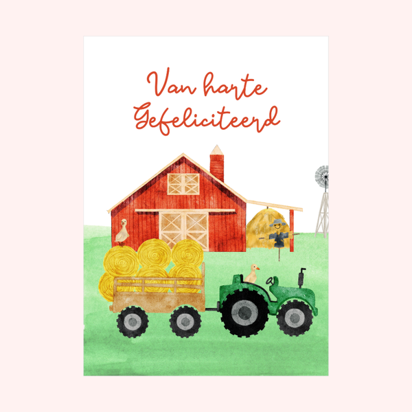 Wenskaart voor Kinderen met Boerderijthema