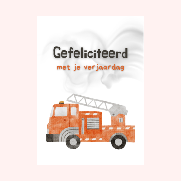 Verjaardagskaart met Brandweerauto
