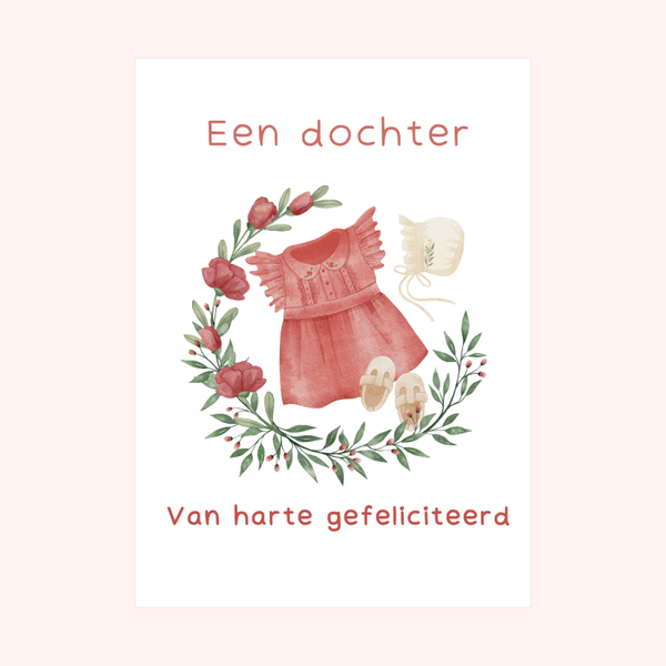 Wenskaart Dochter met kledingset