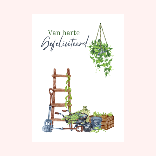 Verjaardagskaart met Houten Ladder