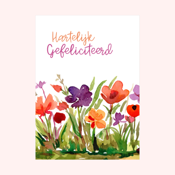 Vrolijke Wenskaart ‘Hartelijk Gefeliciteerd’