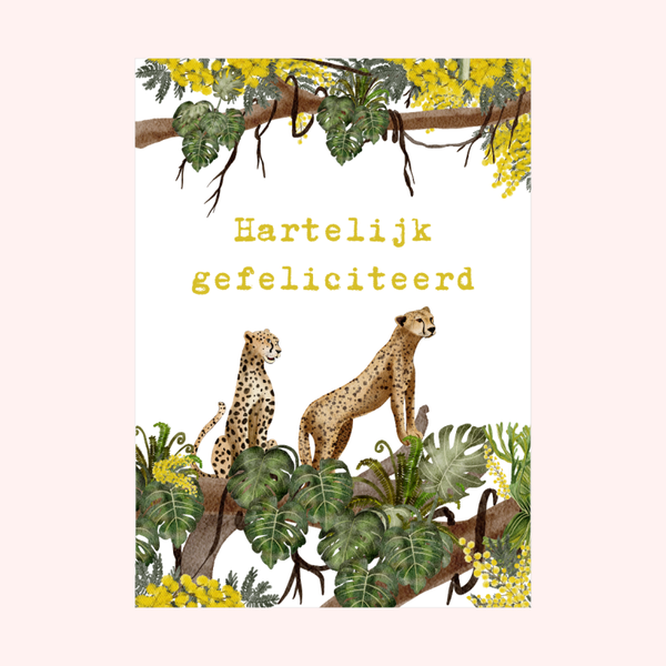 Wenskaart met Panters in de Jungle