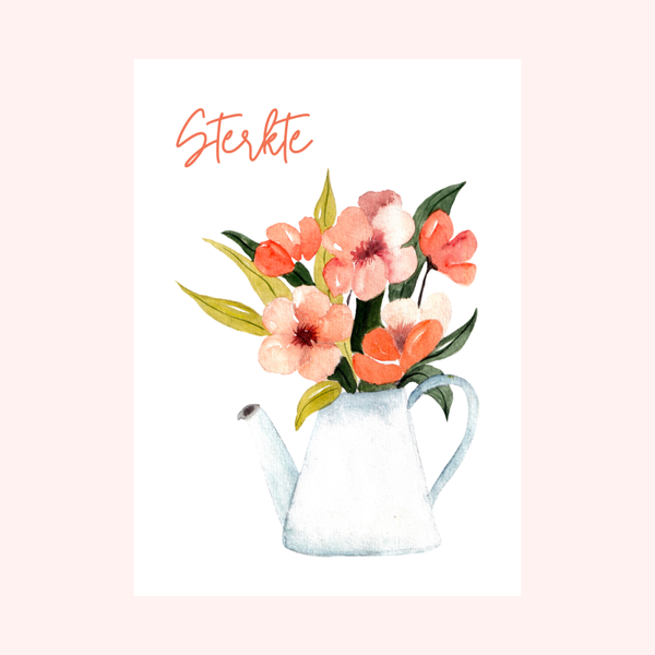 Wenskaart ‘Sterkte’ met Vaas met Bloemen