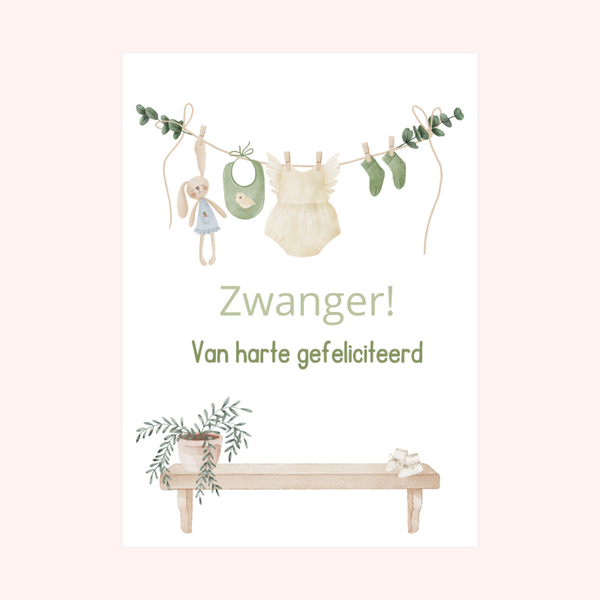 Wenskaart ‘Zwanger, van harte gefeliciteerd'